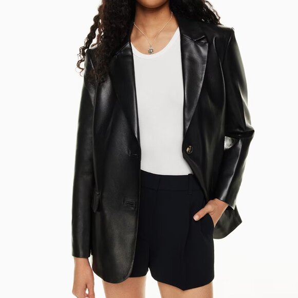 Aritzia Wilfred Memories Faux Leather Blazer Black Perfect Condition 90s S - Picture 1 of 12